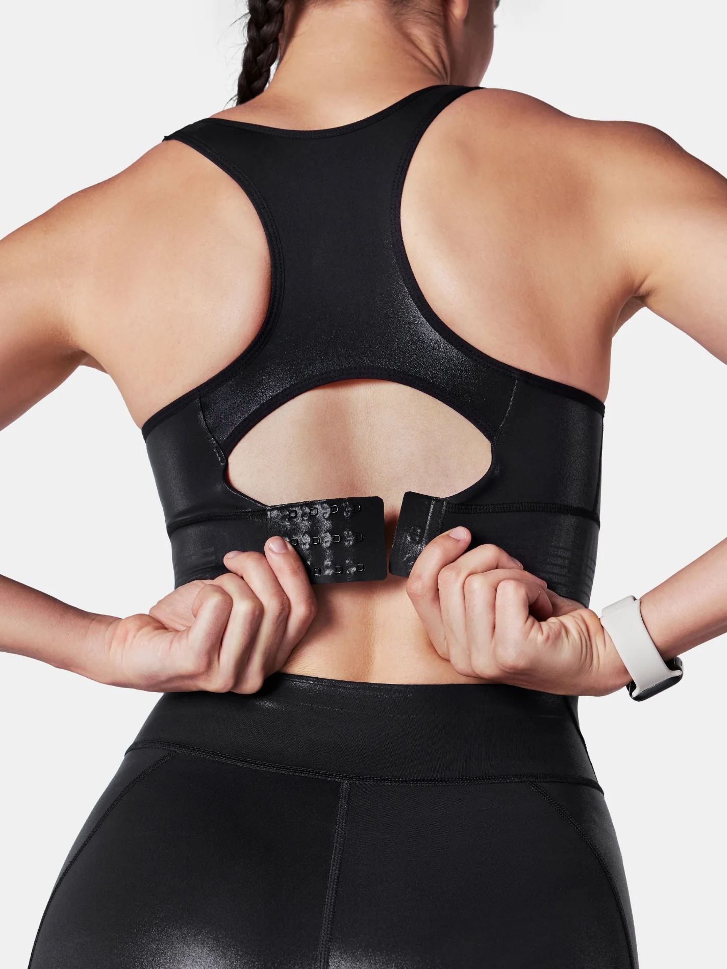Body Sculpt Glossy Leather Sports Bra, A-D Cups - Image 10