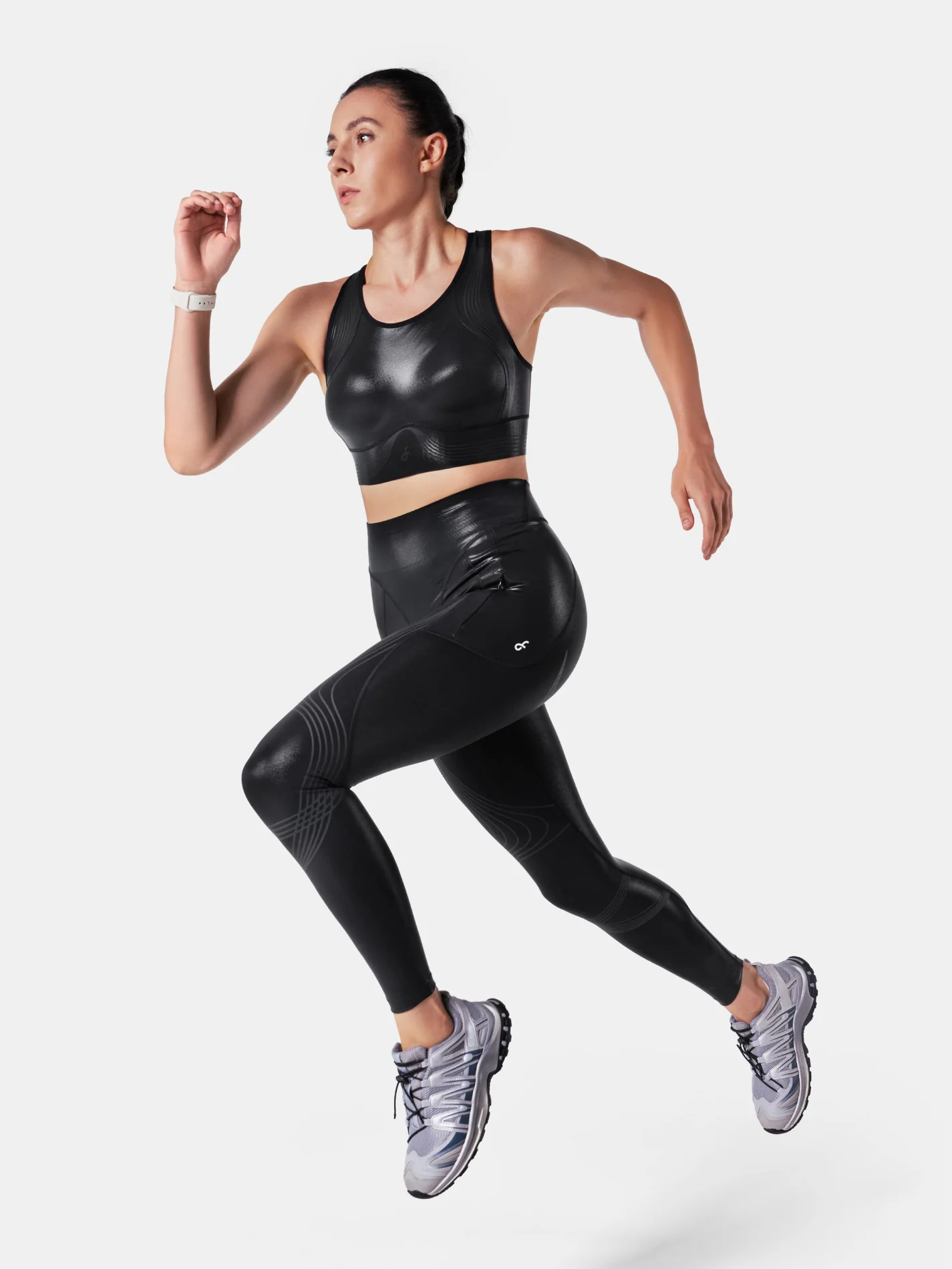 Body Sculpt Glossy Leather Sports Bra, A-D Cups - Image 3