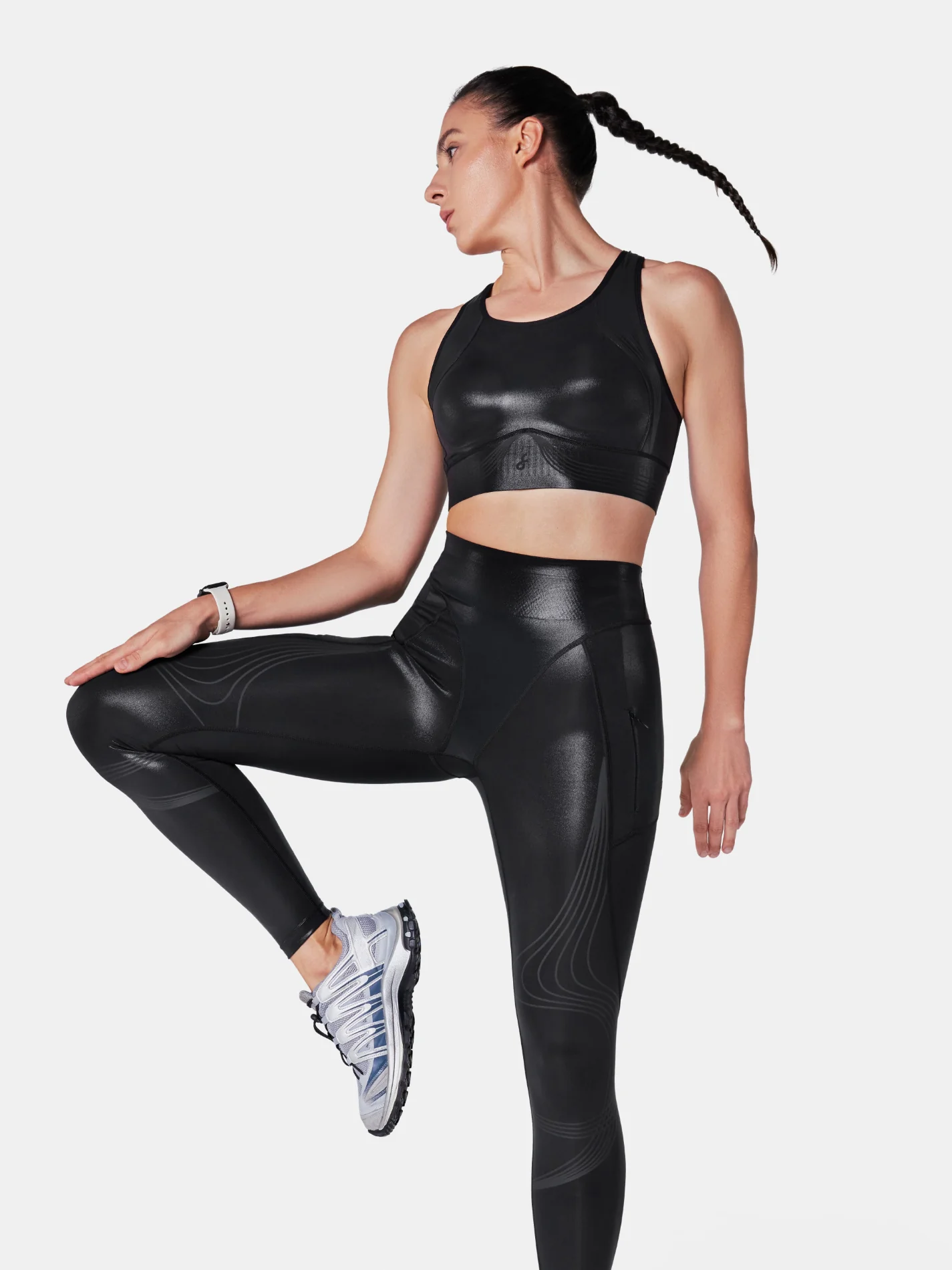 Body Sculpt Glossy Leather Sports Bra, A-D Cups - Image 5